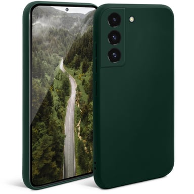 Moozy Minimalist Series Coque en silicone pour Samsung S22, vert foncé – Finition mate légère, coque de protection fine et souple en TPU avec surface mate