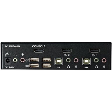 StarTech.com Conmutador Switch KVM 2 puertos HDMI con Hub Concentrador USB 2.0 Audio - 1920x1200