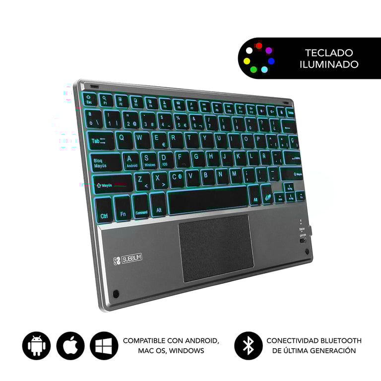 SUBBLIM TECLADO SMART BACKLIT TOUCHPAD BLUETOOTH QWERTY Espagnole Neuf - vue 4