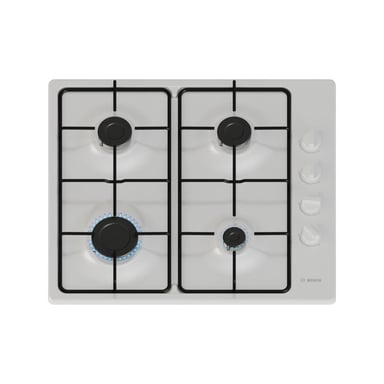 Table gaz inox, 60 cm, SER2, 4 brûleurs, Fonte avec pieds en caoutchouc BOSCH - PBP6B2K80