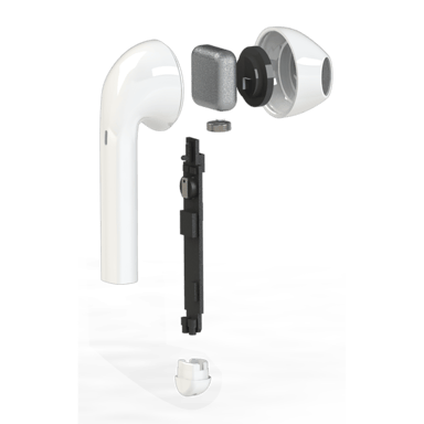 Cuffie wireless on-ear Sonik Lite con custodia di ricarica, bianco brillante