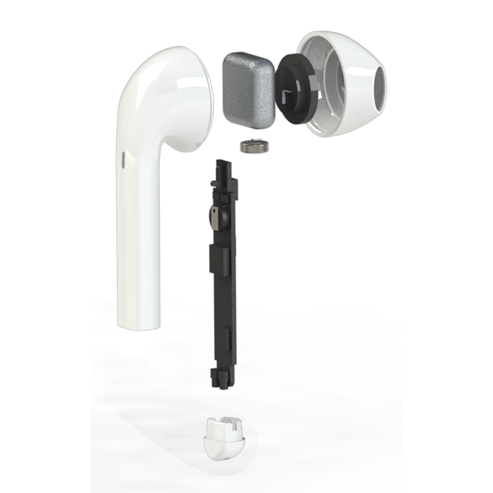 Auriculares inalámbricos de botón Sonik Lite con estuche de carga, blanco brillante