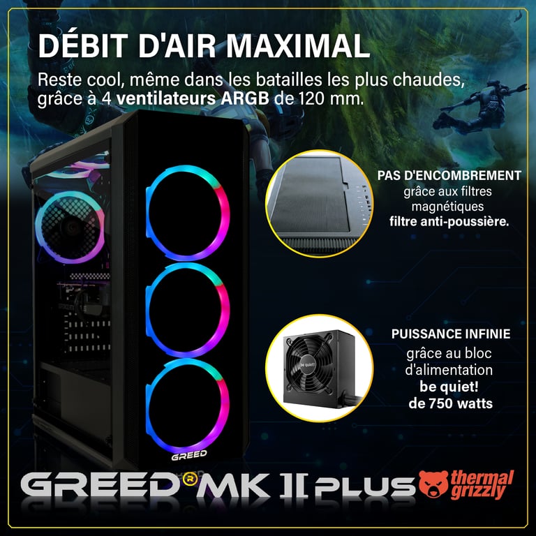 MK2 Plus Gaming PC / Ordinateur Intel Core i7 RX 9060 XT RAM DDR4 SSD PC Gamer avec WiFi + Windows 11 Pro Neuf - vue 2