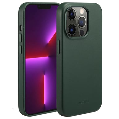 Accezz Coque arrière en cuir avec MagSafe pour Apple iPhone 13 Pro - Cedar Green