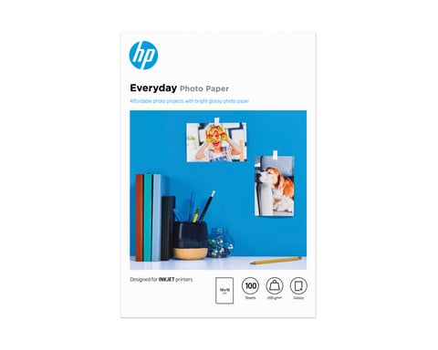 HP Papel fotográfico Everyday, brillante, 200 g/m2, 10 x 15 cm (101 x 152 mm), 100 hojas