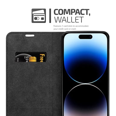 Coque pour Apple iPhone 14 PRO en ROUGE DE POMME Housse de protection Étui avec fermeture magnétique, fonction de support et compartiment pour carte