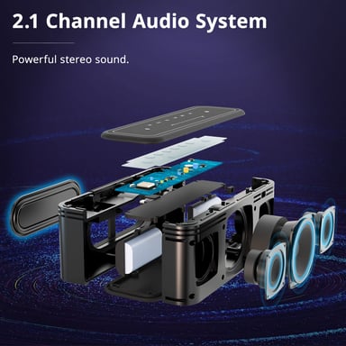 Altavoz Bluetooth Tronsmart Mega Pro de 60W, panel táctil intuitivo, 3 efectos de ecualización, tecnología SoundPulse, emparejamiento estéreo inalámbrico, conexión NFC, powerbank integrado, asistente de voz, altavoz inalámbrico para el hogar.
