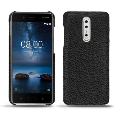 Coque cuir Nokia 8 -  - Noir - Cuir grainé