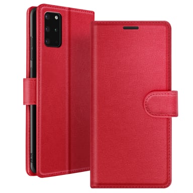 Étui Portefeuille pour Galaxy S20 Plus avec Support et Languette Magnétique Rouge
