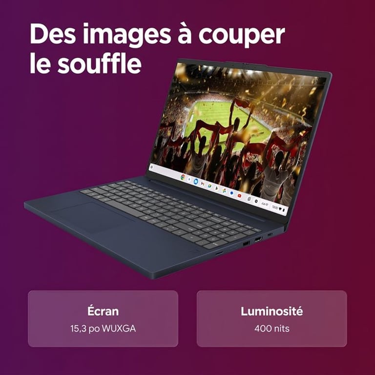 PC Portable LENOVO Chromebook 15ITN10 ChromeOS 15 3 WUXGA Core 3 N355 RAM 8 Go SSD AZERTY - vue 3