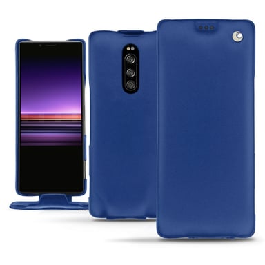 Housse cuir Sony Xperia 1 -  - Bleu - Cuir lisse