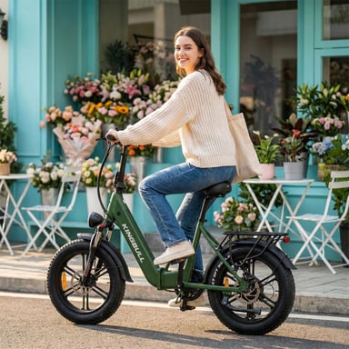 Bicicletta elettrica pieghevole KINGBULL Literider 2.0, batteria rimovibile da 48 V 13,5 Ah, cambio Shimano a 7 velocità - Verde