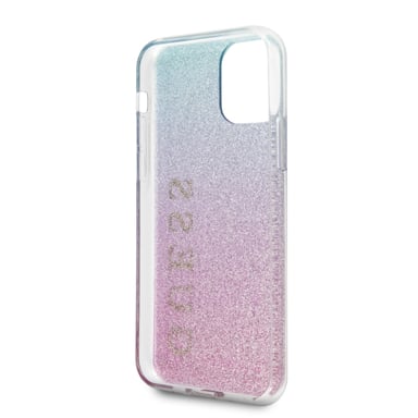 Etui Guess do iPhone 11 Pro Max ró?owo-niebieski Glitter Gradient
