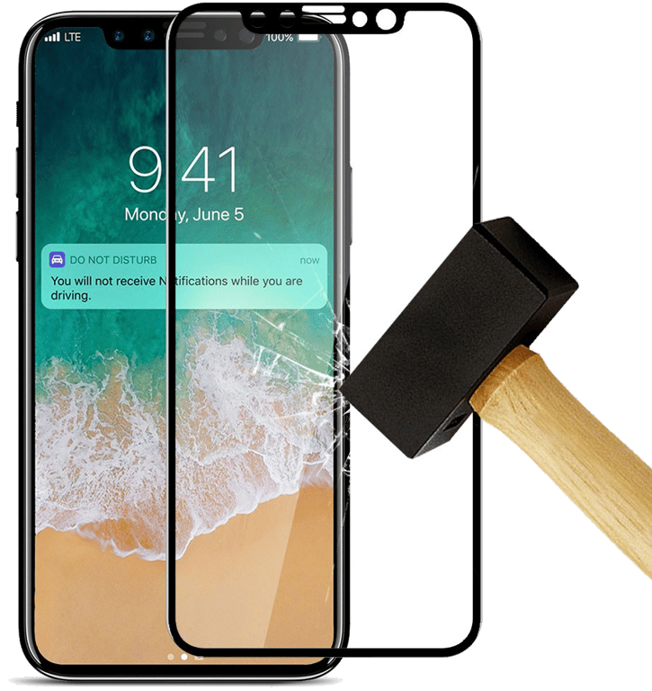 Film verre trempé 4D Noir compatible Apple iPhone X iPhone XS