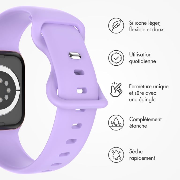 imoshion Bracelet en silicone? pour Apple Watch | 44/45/46/49 mm - Taille M/L - Lilas - Neuf