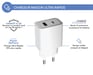Cargador doméstico doble USB A+C PD 37W (12+25W) Power Delivery Garantía de por vida White Force Power Lite