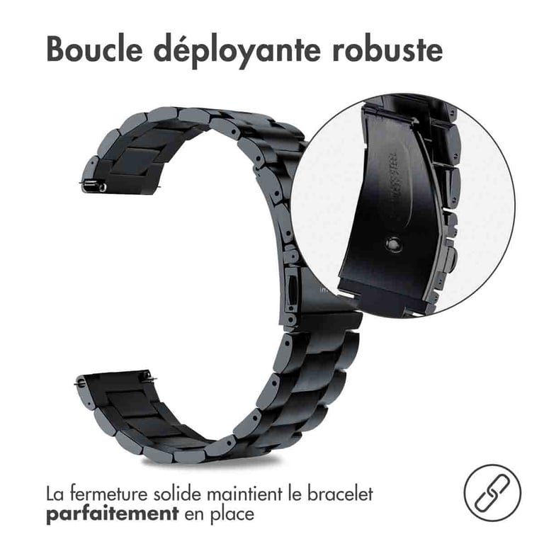imoshion Bracelet en acier - Connexion universelle 22 mm - Noir - Neuf