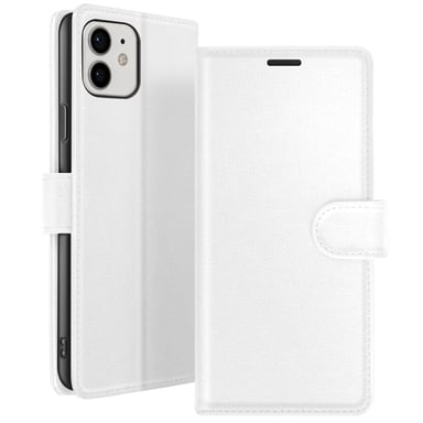 Zanaé Funda tipo cartera para iPhone 12 y 12 Pro con soporte y lengüeta magnética Blanco