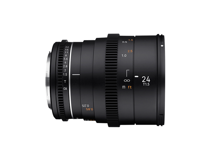 Objectif hybride vidéo Samyang VDSLR 24mm T1.5 MK2 pour Sony FE - vue 3