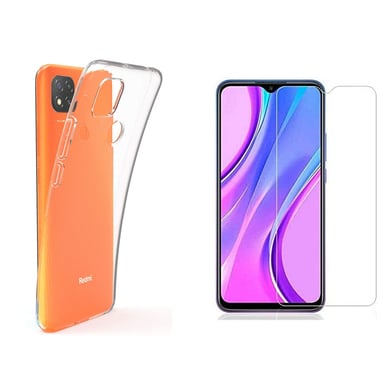 Pack coque transparente en TPU et Protection écran Vitre  en verre trempé pour Xiaomi Redmi 9C / Redmi 9C NFC 4G   - pochette XEPTIO