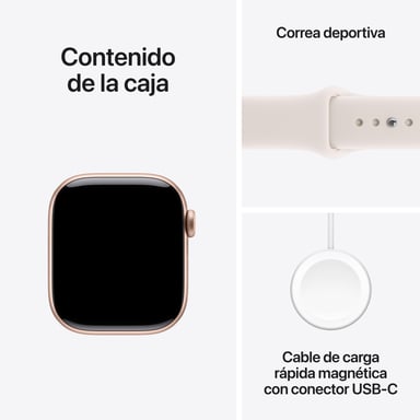 Apple Watch Series 11 GPS 42mm Boitier en Aluminium Or Rose avec Bracelet Sport Rose Tendre - S/M