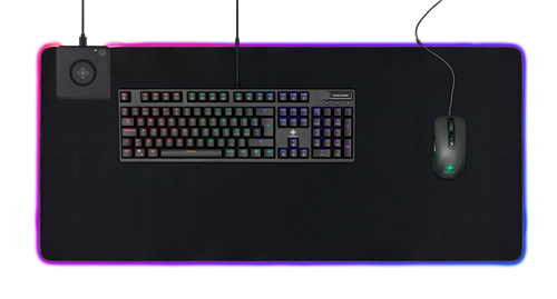 DELTACO GAMING DMP320 XL RGB Alfombrilla de ratón, cargador inalámbrico, 4mm de grosor, 900x400mm