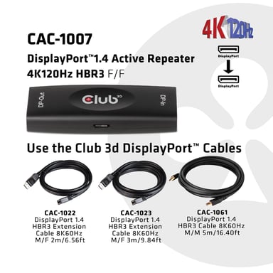 CLUB3D CAC-1007 cambiador de género para cable DisplayPort Negro