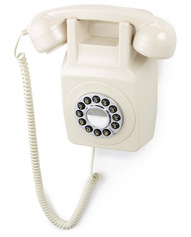 GPO 746 Wall Téléphone Mural Bouton Poussoir – Téléphone Fixe Vintage, Design rétro -Beige - Neuf