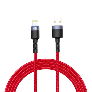 Cable de datos USB a Lightning de Tellur con luz LED, 3A, 1,2 m, rojo