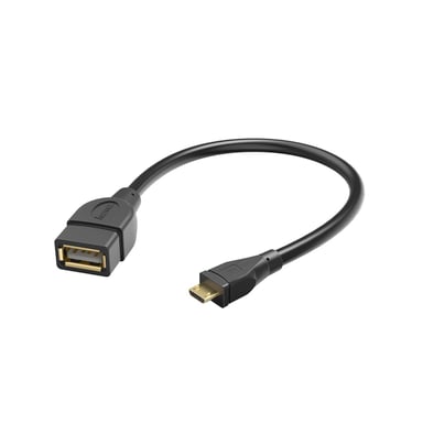 Câble adaptateur USB 2.0, OTG, mâle micro-B vers USB-A femelle, 15 cm, noir