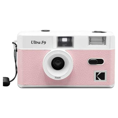 KODAK Ultra F9 - Macchina fotografica riutilizzabile con pellicola da 35 mm, obiettivo fisso da 31 mm F/9, flash incorporato, riavvolgimento manuale, ideale per uso interno - Rosa