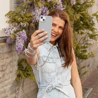 imoshion Coque en silicone avec cordon pour Apple iPhone 14 Pro - Gris clair