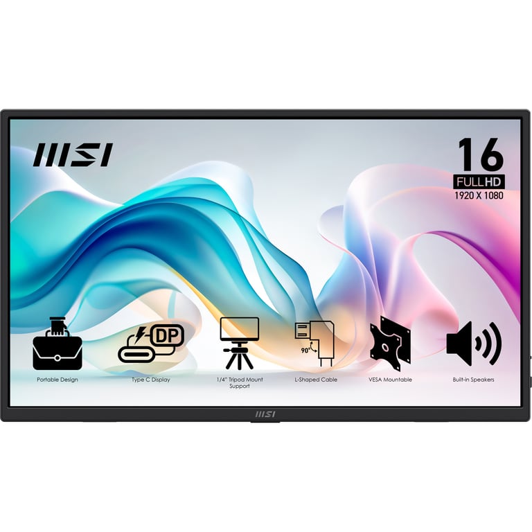 MSI PRO MP165 E6 téléviseur et moniteur portables Moniteur portable 39 6 cm 15.6 LED 1920 x 1080 pixels Neuf