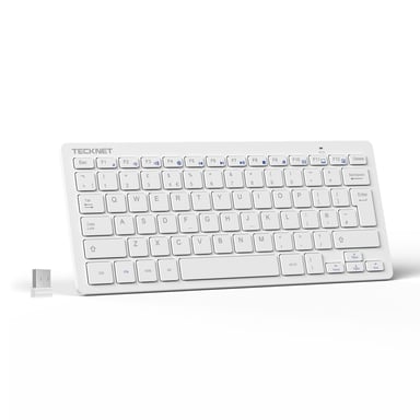 TECKNET X315 Teclado inalámbrico ergonómico - 78 teclas ultrafino y silencioso - Blanco