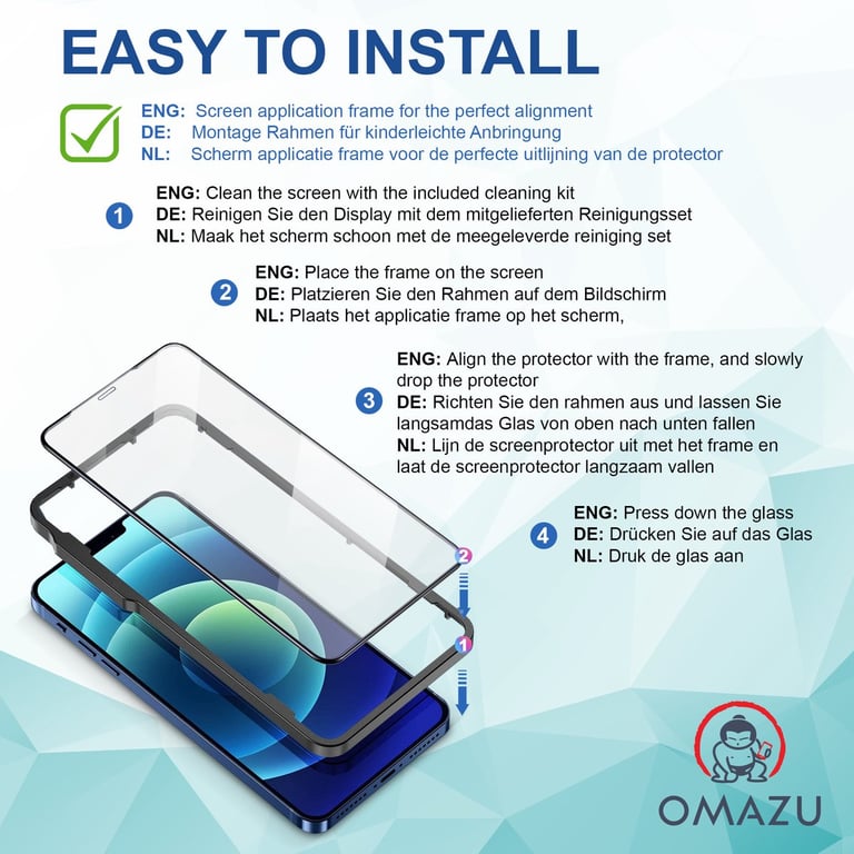 OMAZU Protecteur d'écran en verre trempé 3D, Apple iPhone 13 / 13 Pro 6,1'', (plein écran) 2 pack, applicateur d'installation