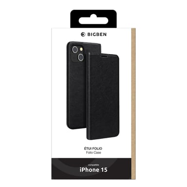 BigBen Connected Funda con cierre para Iphone 15 Protección de folios Negro