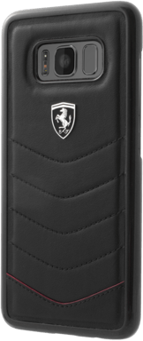Funda de piel auténtica Ferrari Heritage para Samsung Galaxy S8+, negra