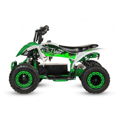 MiniQuad eléctrico Tiger 1000W Verde, 3 velocidades, autonomía 30-40 km, doble suspensión, seguridad infantil