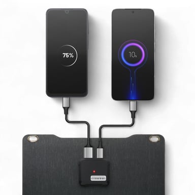 Swissten Cargador solar 22W, puertos USB y USB-C, impermeable IP67 y plegable Gris