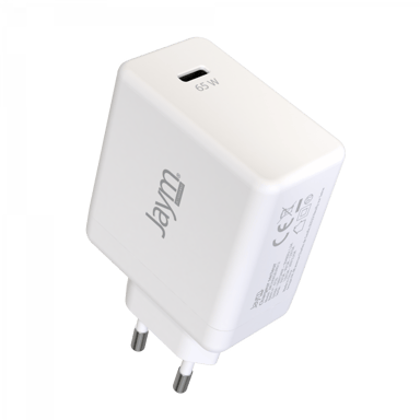 JAYM - Chargeur Maison - Rapide 3A 65w - USB-C Power Delivery -pour Apple iPhone, Samsung, Android, Macbook, Tablettes - Blanc