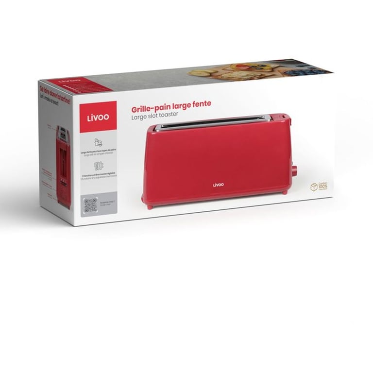 Grille-Pain Livoo DOD168RC – 1 Fente, 900W, 7 Niveaux de Brunissage - vue 4