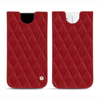 Pochette cuir Apple iPhone 12 - Pochette - Rouge - Cuir lisse couture