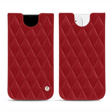 Pochette cuir Apple iPhone 12 mini -  - Rouge - Cuir lisse couture