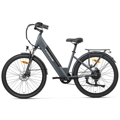 Bicicleta de Ciudad Eléctrica Foride Roamer 1 ST, Motor de 250W, Batería de 36V 13Ah, Neumáticos 27.5'' X 2.1'', 25 km/h, Autonomía 100 km - Gris