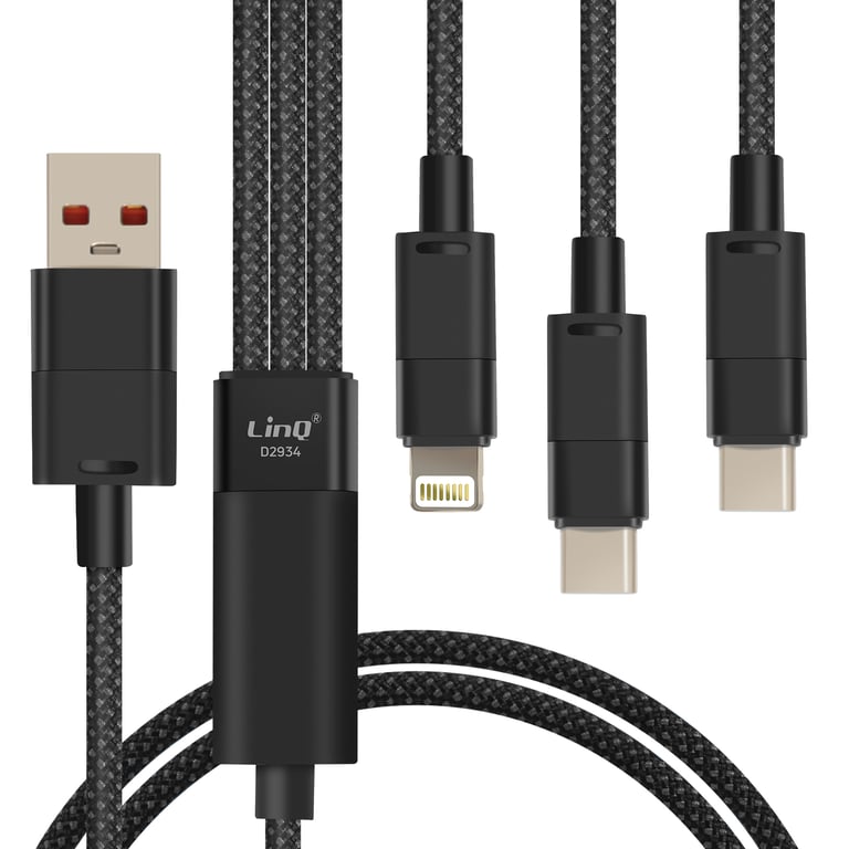 Câble USB vers Lightning + 2 USB C Charge Rapide Longueur 1.2m Neuf - vue 4