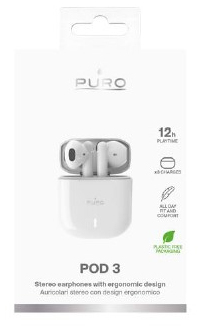 PURO Pod 3 Casque Sans fil Ecouteurs Appels/Musique USB Type-C Bluetooth Blanc