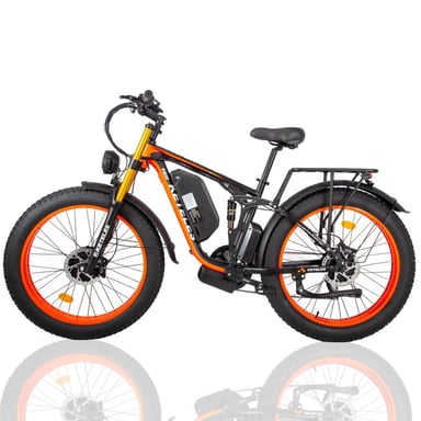 KETELES K800 Pro Vélo Électrique Tout-Terrain 2000W Double Moteur - Batterie 48V23Ah, Pneus 4.0 Pouces, Suspension Av/Ar-Orange