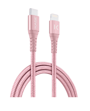 Cable de carga/sincronización trenzado metálico de USB-C a Lightning con certificación MFi de Apple (1M), oro rosa