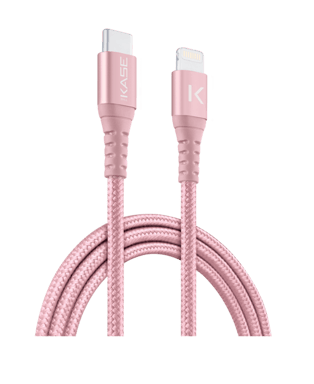 Câble USB-C vers Lightning certifié MFi Apple métallisé tressé Charge/sync (1M), Or Rose