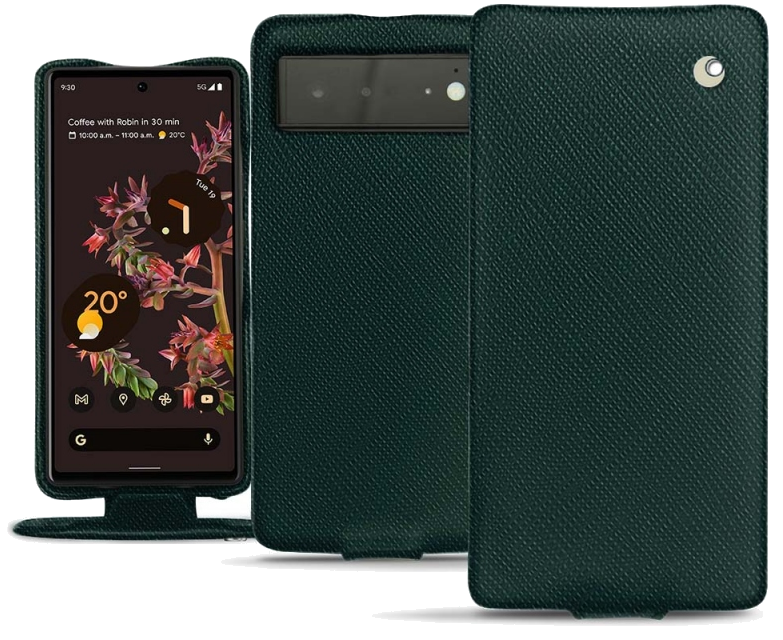 Housse cuir Google Pixel 6 - Rabat verticalVert